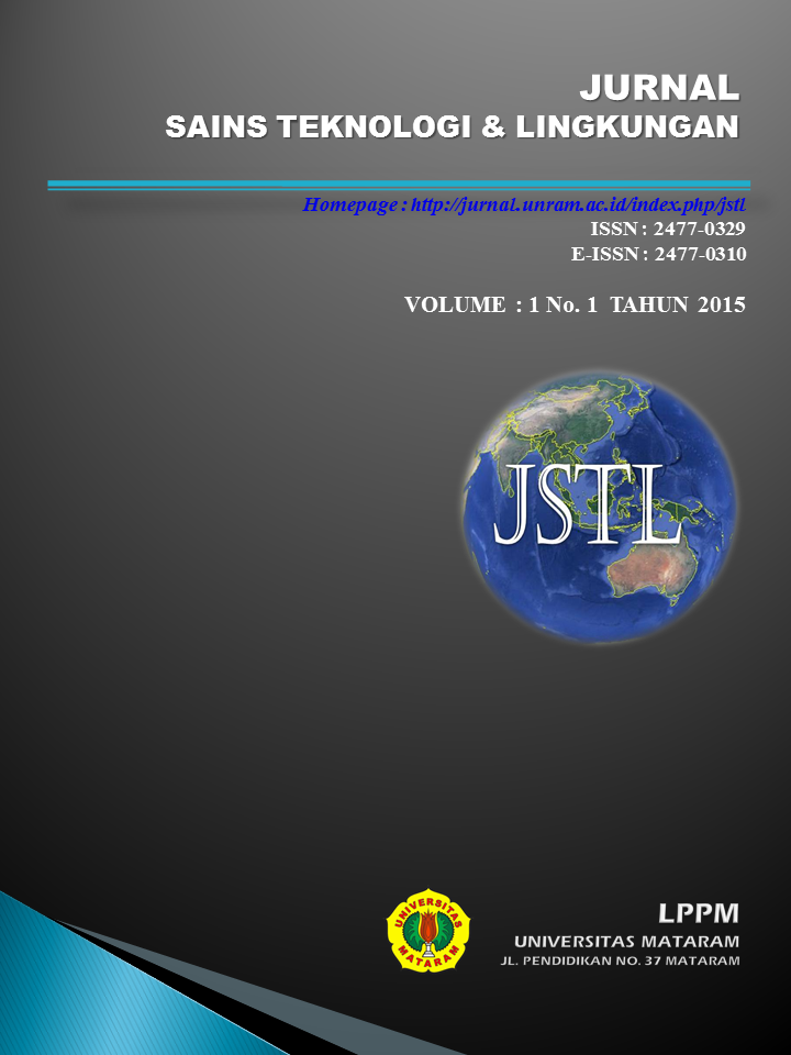 					View Vol. 1 No. 1 (2015): Jurnal Sains Teknologi & Lingkungan
				